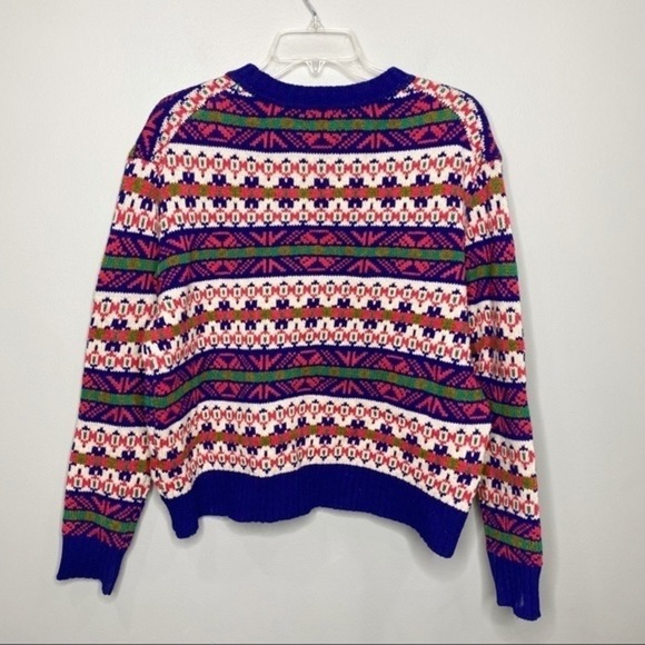 J Crew FairIsle Lambswool Sweater Blue Pink Small - Picture 2 of 5